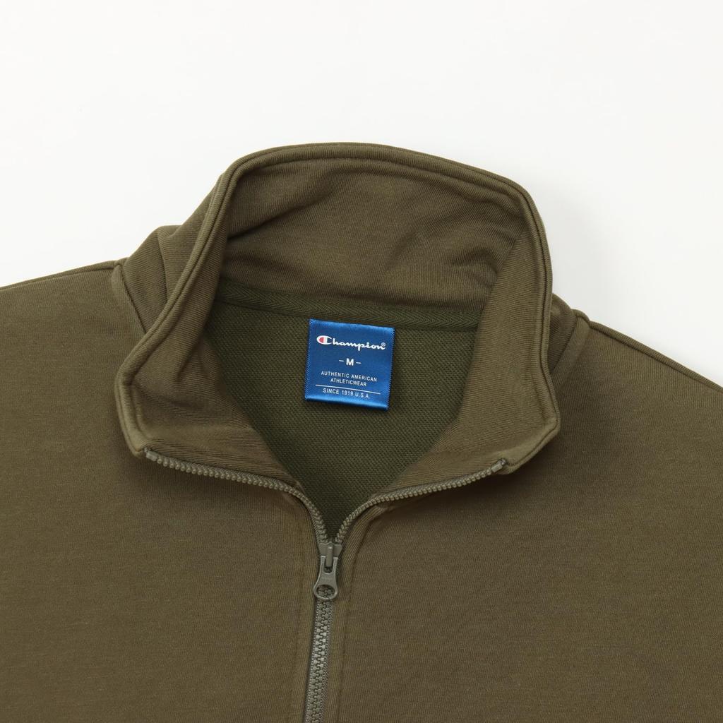 Champion Relax Fit Long Sleeve Script Terry Size L Women's Techweave® T-Shirt, Stretch, Quick-Drying, Logo, Half-Zip Sweatshirt, Olive, (CW-AS004)