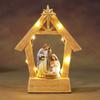 Warm LED Illuminating Nativity Scene Ornament Resin Craft Holy Family Figurine Statue Festive Christmas Display Piece