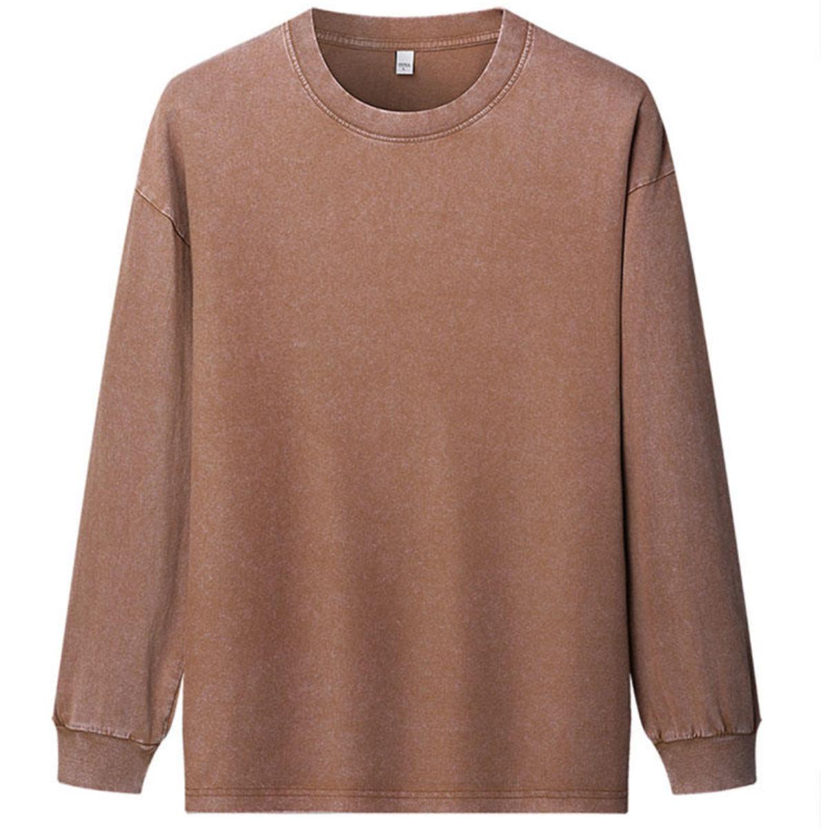 

Мужская мода, винтажные выстиранные кислотой топы, хлопковая футболка с длинными рукавами, уличная одежда большого размера, мешковатые топы, осенние топы XXXL кофейный