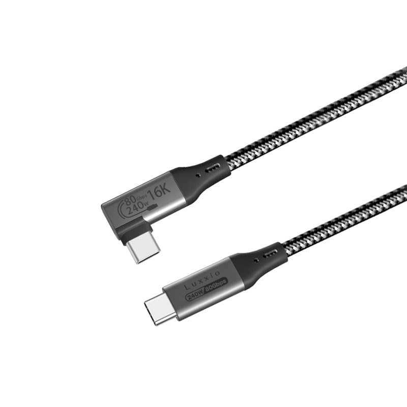 Luxxio zu Right 80Gbps Bidirektional 120Gbps Unidirektional USB Thunderbolt Nylonkabel USB-C USB-C Kabel, Winkel, 240W, Übertragung, 16K60Hz, E-Marker
