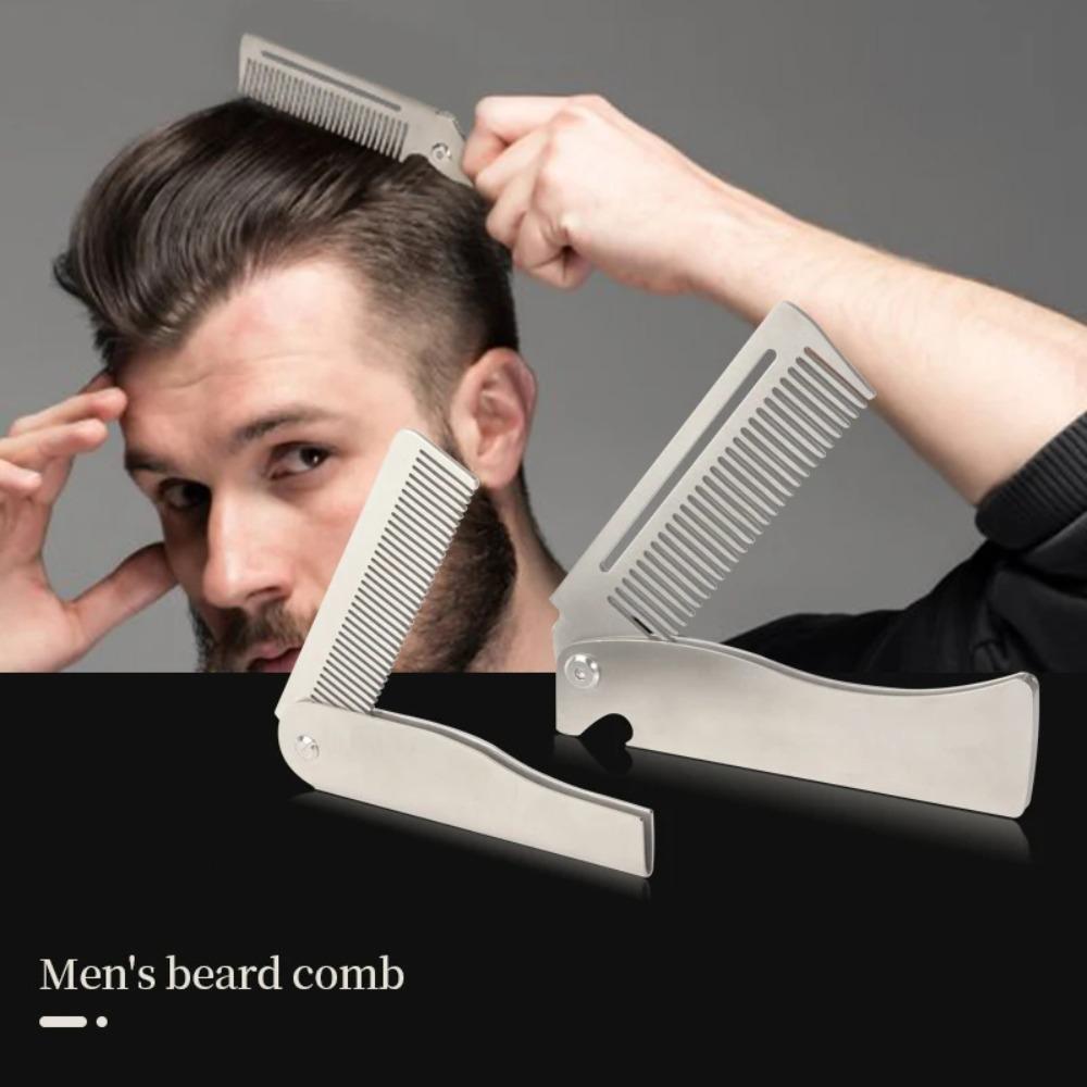 Beard Comb Folding Pocket Beard Combs Hairdressing Hair Styling Comb Portable Steel Combs  Salon