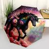 Unicorn, Floral Theme 8 Bone Hand Automatic Folding Fashion Umbrella, Compact and Portable Design, A Perfect Gift for Birthday, Christmas or