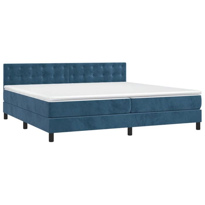 Maison Exclusive - Sommier à lattes de lit et matelas Bleu foncé 200x200cm Velours