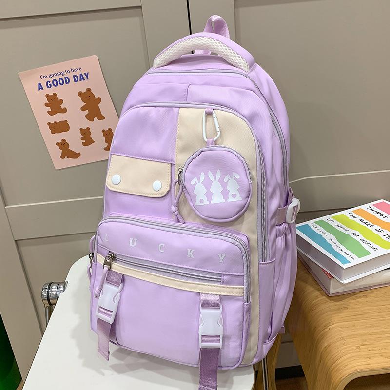 Children's School Bag Elementary School Students Girls Junior High School Students Contrast Color Backpack