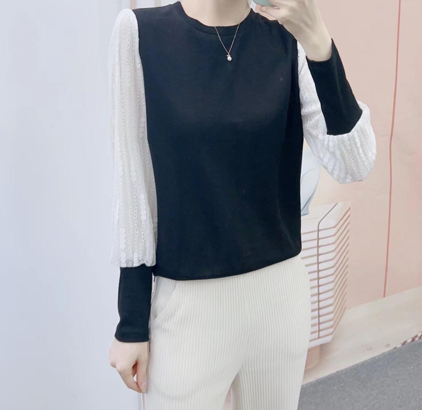

Spring & Autumn Han Style Lace Patchwork Long Sleeve Round Neck Hoodie XL (59-64 kg)