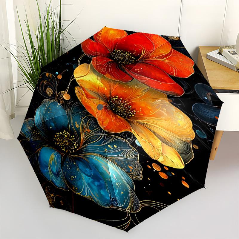 1pc Floral Abstract Automatic Open/Close Umbrella Compact Folding Umbrella, All-Season Portable Umbrella for Women/Men F1124243