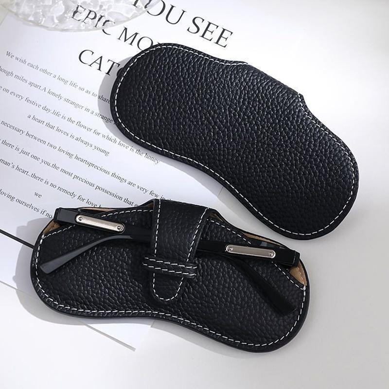 PU Leather Portable Glasses Bag Sunglasses Storage Bags Men and Women Car Glasses Protective Cover Anti-crushing Glasses Clip