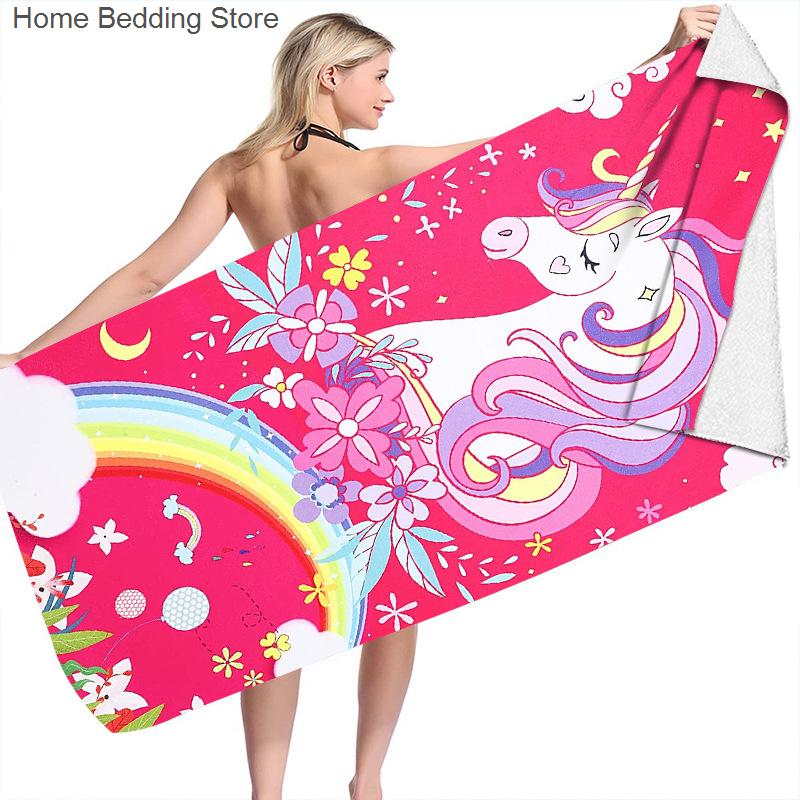 Rainbow Unicorn Beach Towel Soft Microfiber Bath Towel For Boys Kids Girls Quick Dry 50x100cm Sunscreen Travel Camping Blanket