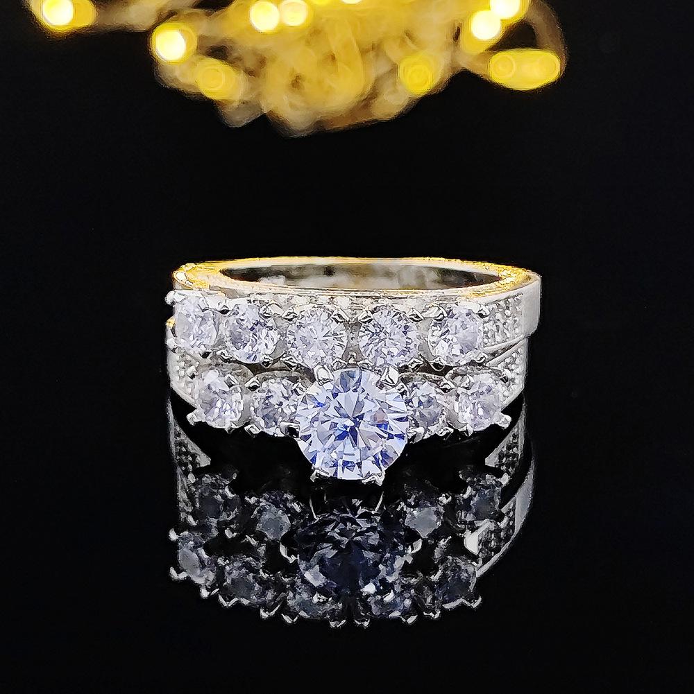 Creative Hollow Diamond Inlaid Engagement & Wedding Ring Set - European & American Style (r5505)