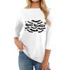Women's Fashion Casual Round Neck Three-quarter Sleeve Halloween Printed T-shirt Top