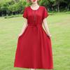 Elegant Women's Summer Dress Plus Size Short Sleeve Casual Long Dresses Vintage Clothes