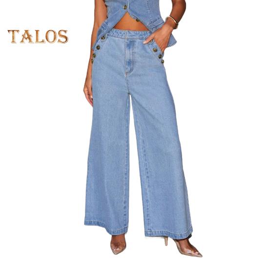 

Жіноче джинсове вбрання Без рукавів Повсякденна безрукавка Без рукавів Безрукавка Жилетка з високою талією Широкі джинсові штани L Trousers