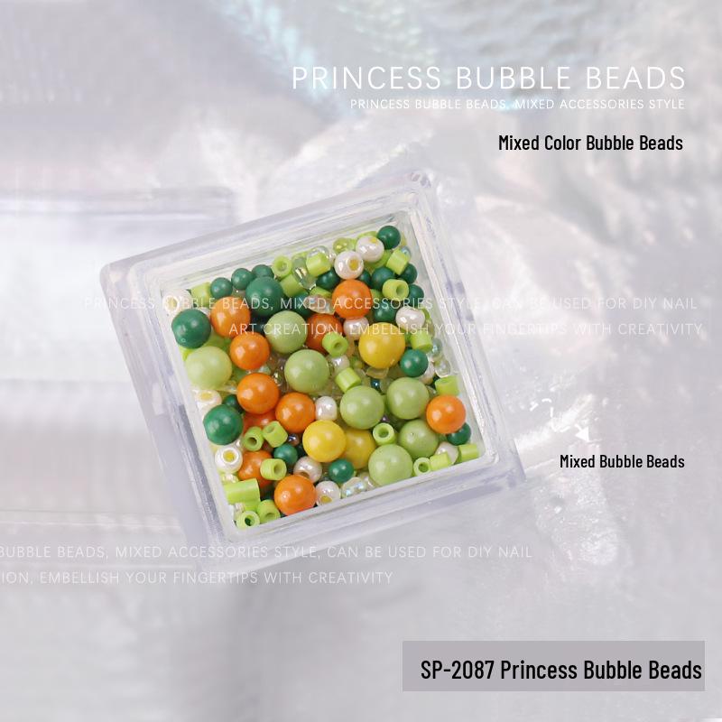

Macaron Color Princess Bubble Beads: Mixed Size Round Resin Nail Rhinestones