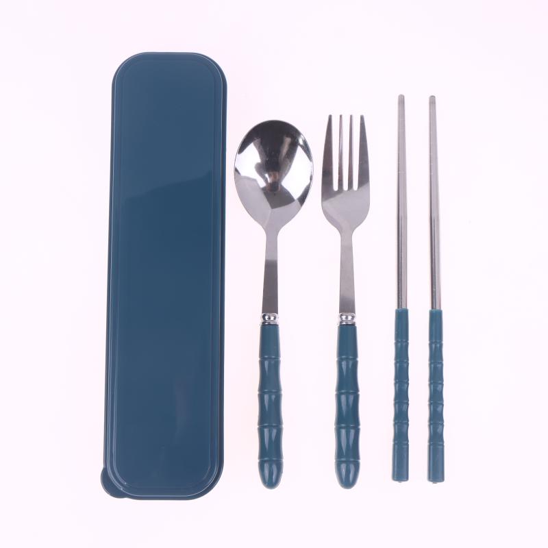 3Pcs Stainless Steel Portable Student Tableware Outdoor Travel Box Spoon Fork Chopsticks Set Adult Gift Cutler