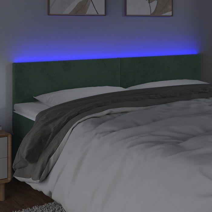 VidaXL Tête de Lit à LED Meuble de Chambre à Coucher Accessoire de Lit Double Tête de Cadre de Lit Intérieur Vert Foncé 3121395
