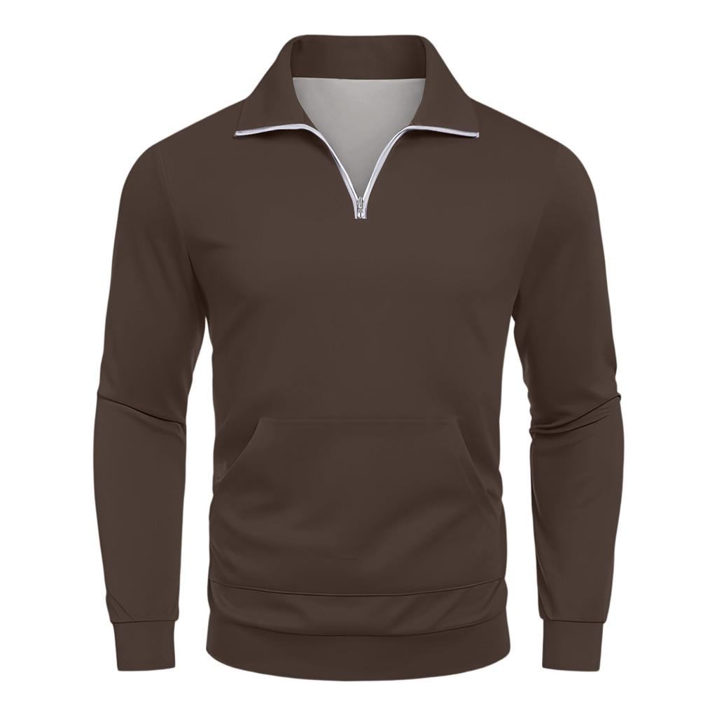 Men's Casual Long-Sleeved Collared Quarter-Zip Sweatshirt