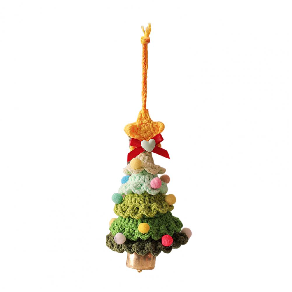 Feiertags-Partydeko Dekorativer Baum Hängeanhänger Festliche Gestrickte Weihnachtsbaum-Ornamente mit Goldener Klingelglocke für Feiertage