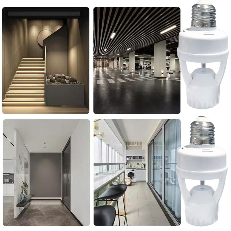 E27 Lamp Holder with Motion Detection LED Bulb Base Motion Activated E27 Light Socket Adapter 110mm for Homes & Office