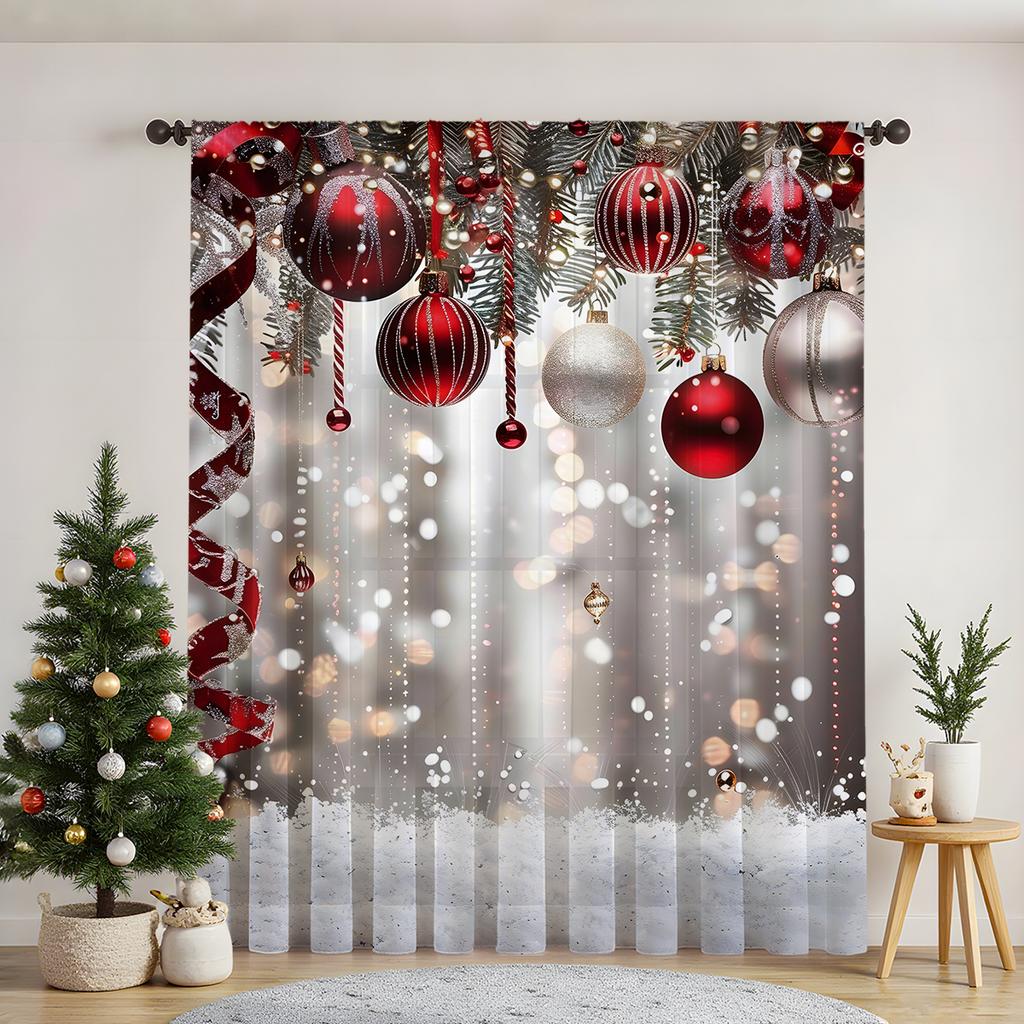 Holiday Christmas Themed Printed Curtain Digitally Polyester Suitable Living Room Bedroom Kitchen Decoration Single Panel Made Of With Rod Pocket