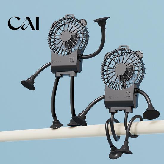Bendable Leg Desk Fan Octopus Suction Cup Mini Fan, Flexible Legs Clip with 3 Multi Functional Portable Speed, Quiet USB Rechargeable