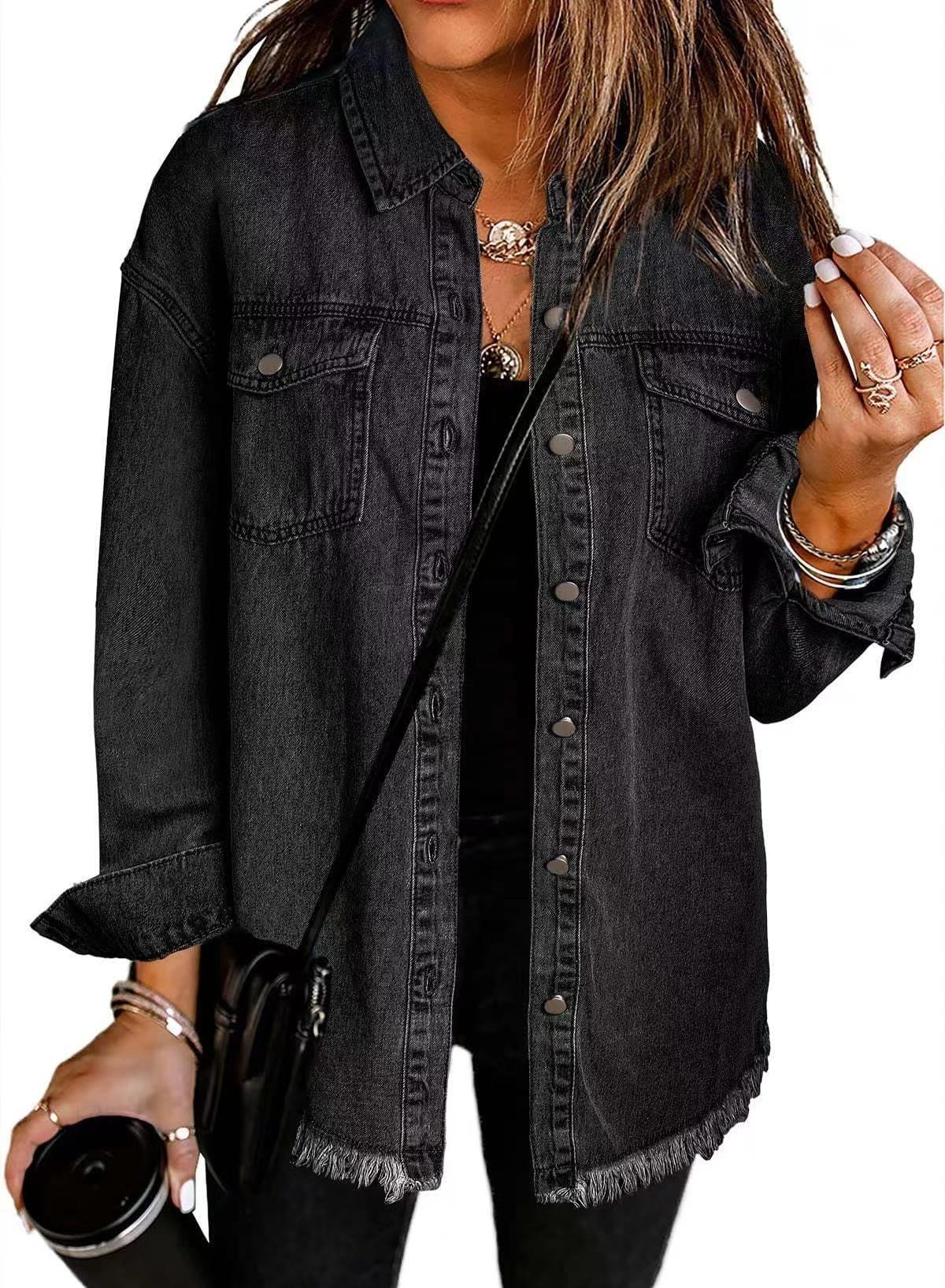 Women S Long Sleeve Denim Shirt Jacket Street Style Casual Outerwear S