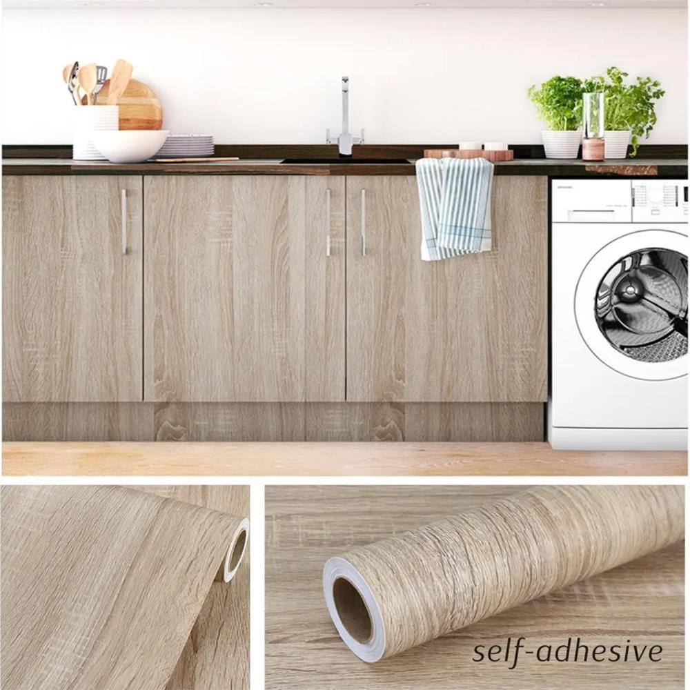 Samolepicí vinylová tapeta Dřevěné prkno Samolepky na zeď Dekorační fólie Kontaktní papír Kuchyňská zeď Domácí dekorace