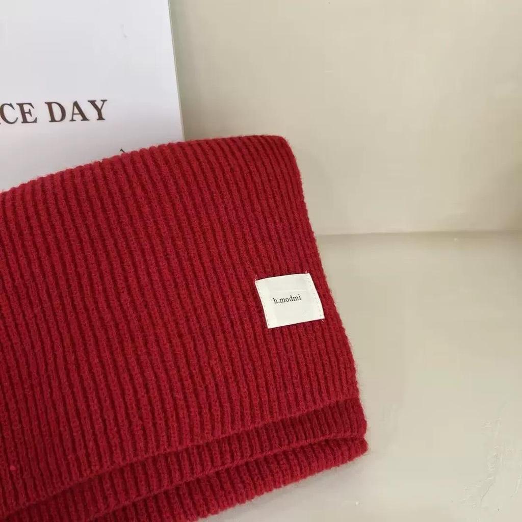Korean Style Versatile Knitted Scarf for Women - Green, Blue, Red, Warm & Stylish for Autumn/Winter