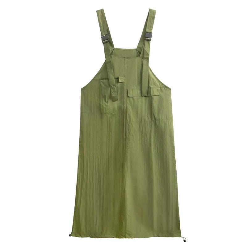 

XITAO простота платье на бретельках сплошной цвет свободное модное женское модное платье на шнурке DMJ3328 One Size зелёный