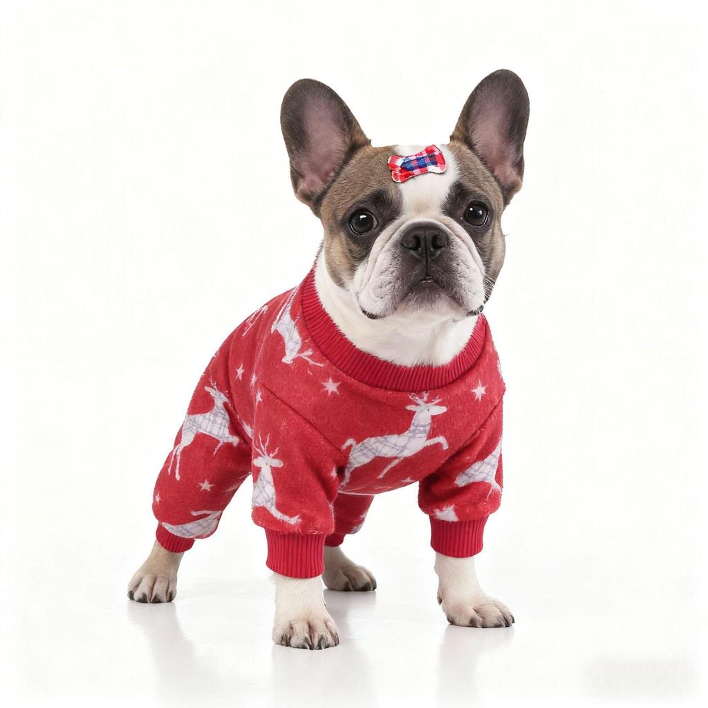 Christmas Four-Legged Elastic Plush Suit for Small Dogs with Ankle Cuffs