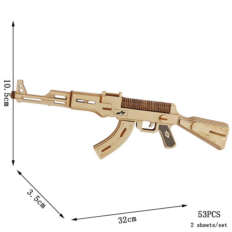 Wooden Assembly Gun Puzzle Model Pistol Rifle Ak47 3D Toy Gun Model Cannot Shoot Educational Toys For Children Adults Boys Gifts