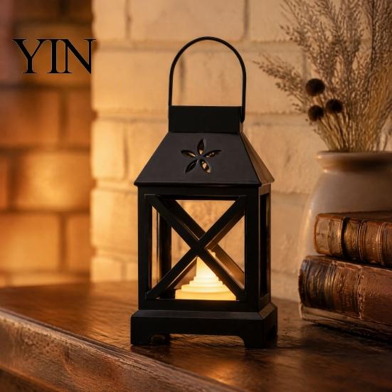 LED Mumlu Taşınabilir Dekoratif Lamba Fener, Pille Çalışan Titreyen Alevli Lamba, Çocuklar İçin Vintage Yatak Başı Gece Lambası, Asılabilir Fenerler,