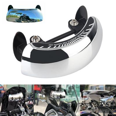 Chromed 180 Ultra Wide Angle Universal Holographic Central Windscreen Mount Rearview Mirror Motorcycle Rear View Mirror