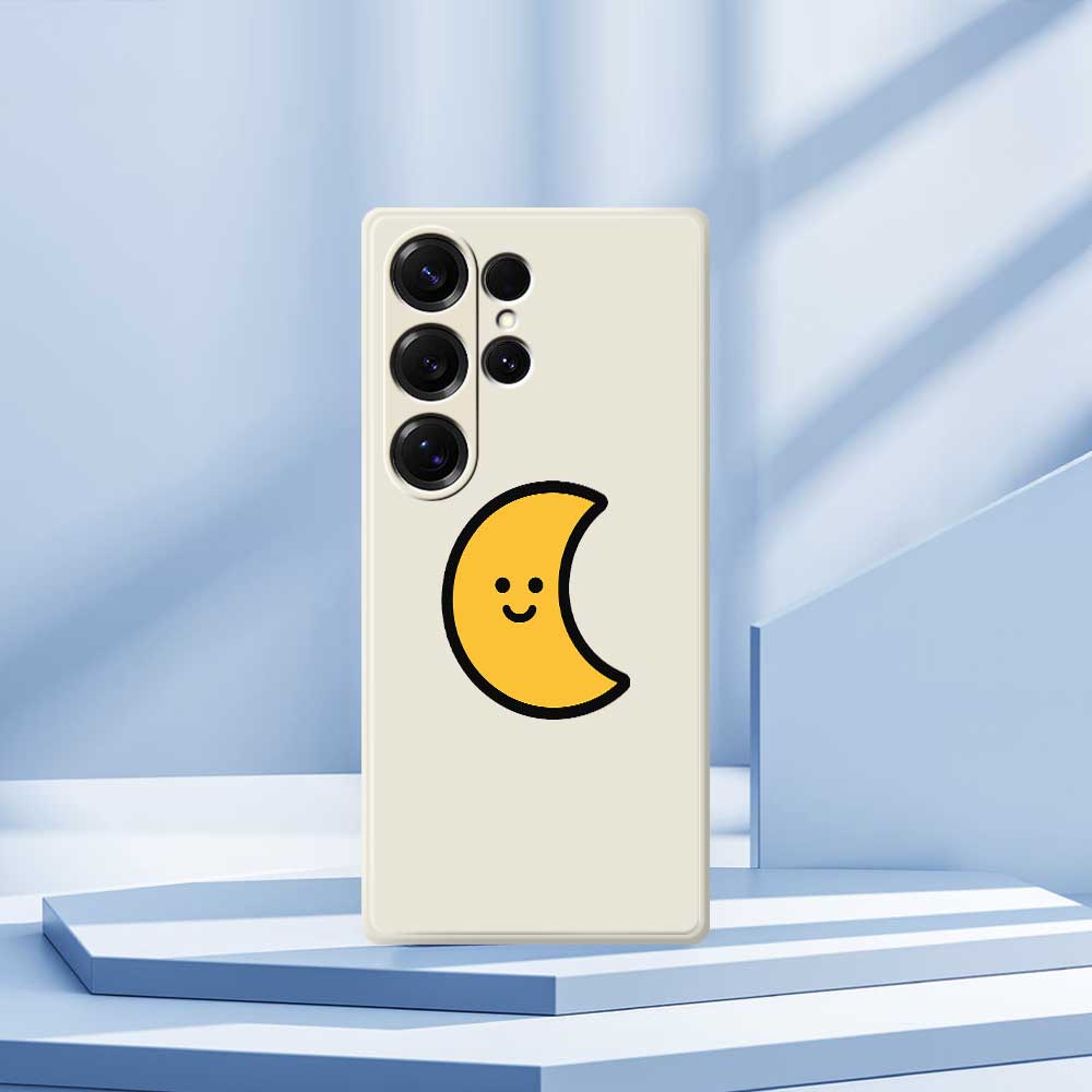 Für Samsung Galaxy S25 Ultra Hülle Gelbes Mondmuster Druck Gerader Rand TPU Handy Rückseite