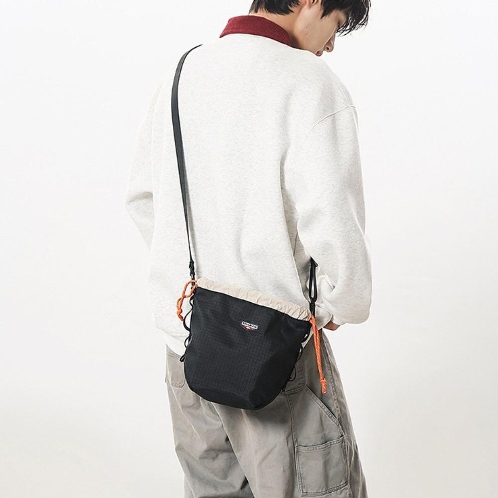 Large Capacity Sports Crossbody Bag Lightweight Canvas Shoulder Bag Drawstring Bucket Bag  Unisex