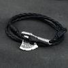 Pulsera de Hacha Vikinga Hecha a Mano Cuero Trenzado Multicapa Nudo Irlandés Joyería Pirata Para Hombres