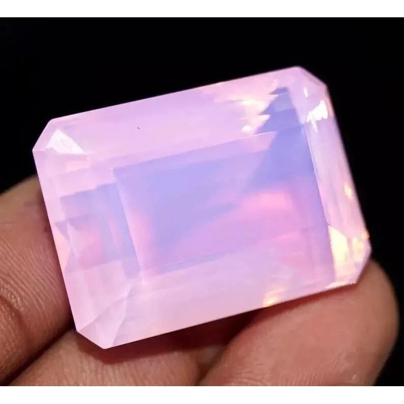 Fabulous A++ Pink Opal Emerald Cut 50-52 Ct Certified Loose Gemstone
