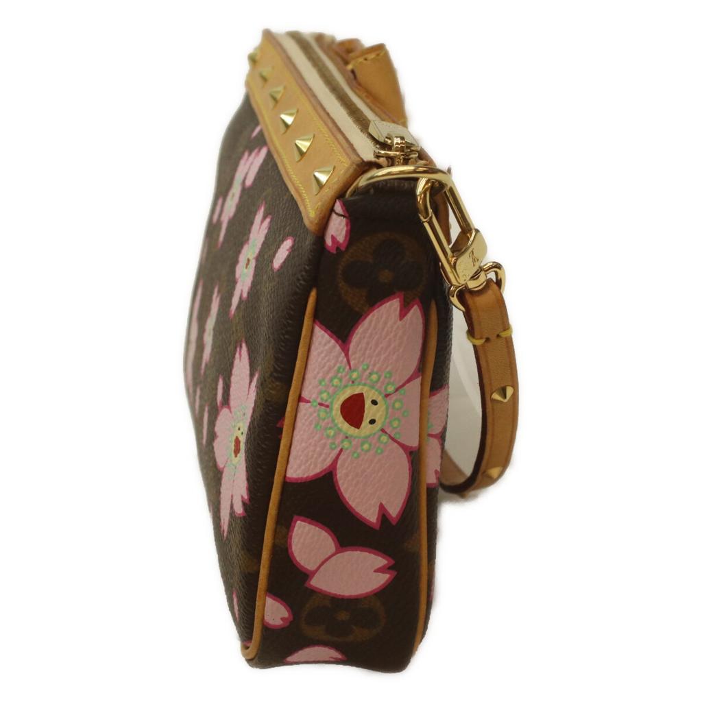 Louis Vuitton M92006 Monogram Kirschblüte Pochette Accessoire Handtasche Braun / Rosa Gebraucht