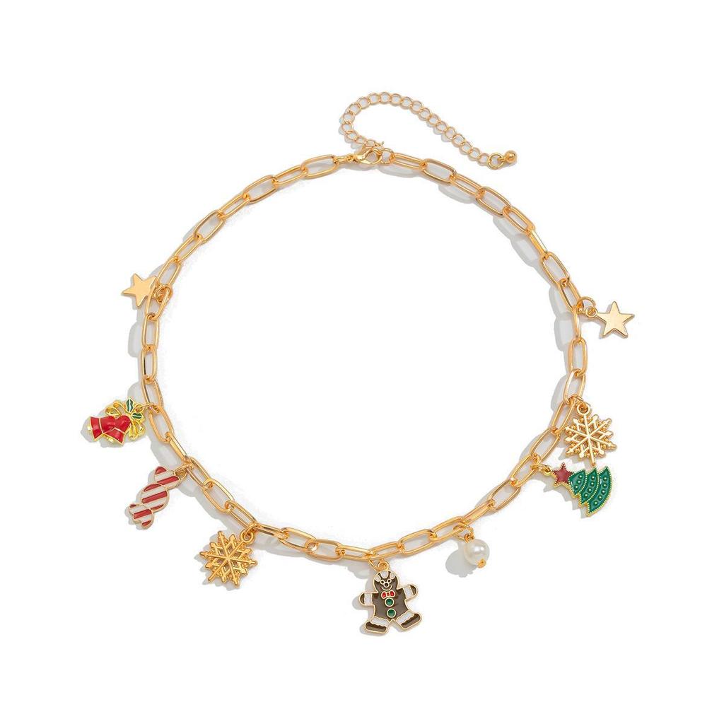 Christmas Fashion Bell & Tree Necklace Set - European & American Light Luxury Style