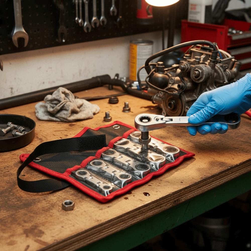 Ratcheting Mechanism Flex-Head Ratcheting Wrench Flex-Head Design Stubby Wrenches Set  DIY Projects