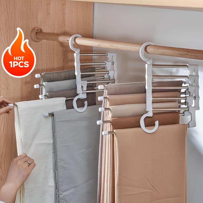 5 In 1 Multifunction Pant Rack Hanger Stainless Steel Wardrobe Adjustable Magic Trouser Hangers Towel Shelves Closet Organizer