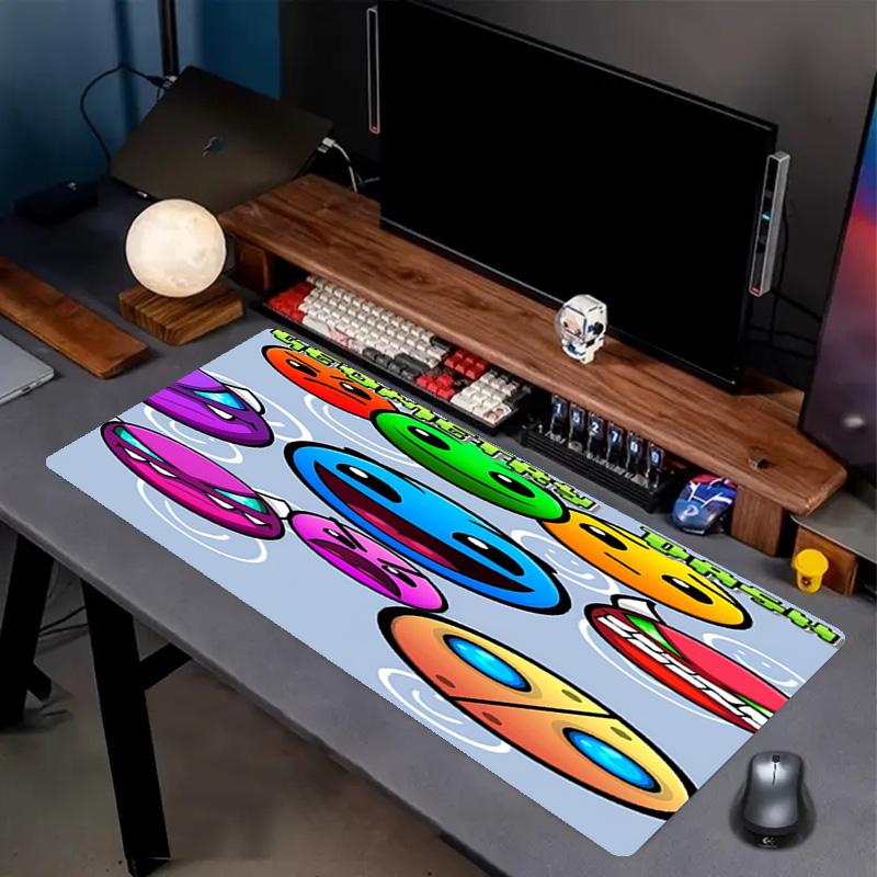 Geometry Dash Print Mouse Pad, Anti‑Slip Desktop Keyboard Mat, for PC Laptop Gaming Working Daily Use, Cool Festival Surprise Gift