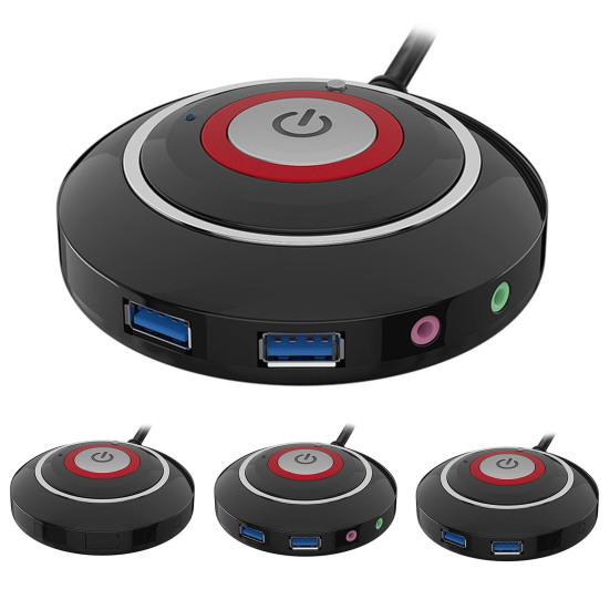 Desktop Switch Multi-function USB Audio Anti-theft Interface Dual Big Button Sensitive PC Reset