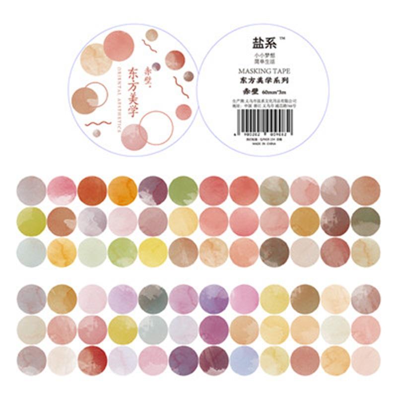 1 Roll Watercolor Polka Dot Sticker Junk Journaling Accessories Scrapbooking DIY Color Label Washi Sticker Stationery Suit