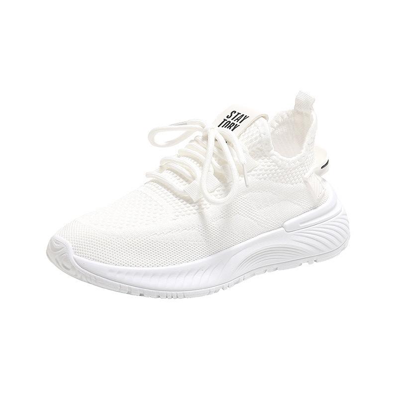 LD new mesh shoes summer fly-woven shoes breathable thick sole heightening simple mesh running 35 белый