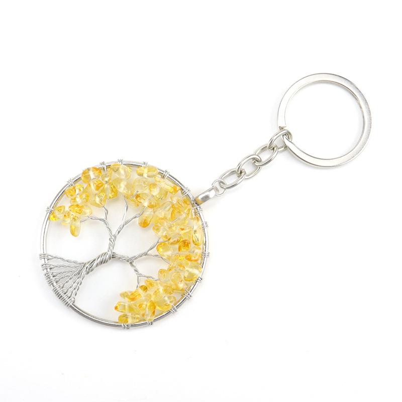 Natural Gravel Crystal Root Tree Tree Of Life Pendant Keychain Bag Pendant Keychain K04