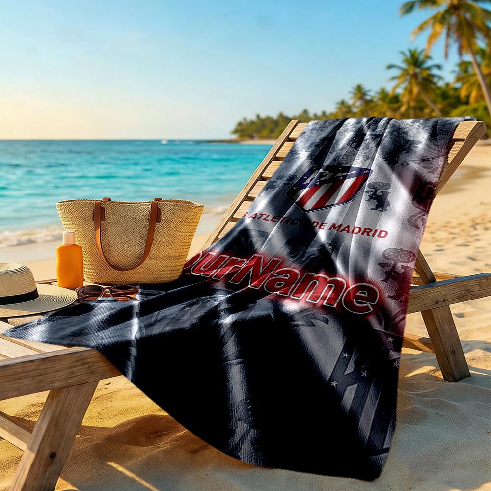 Atletico Madrid Personalized Text Beach Towel Super Soft Microfiber Quickdry Fabric Portable for SwimmingBeachCamping Travel Beach AccessoriesGym