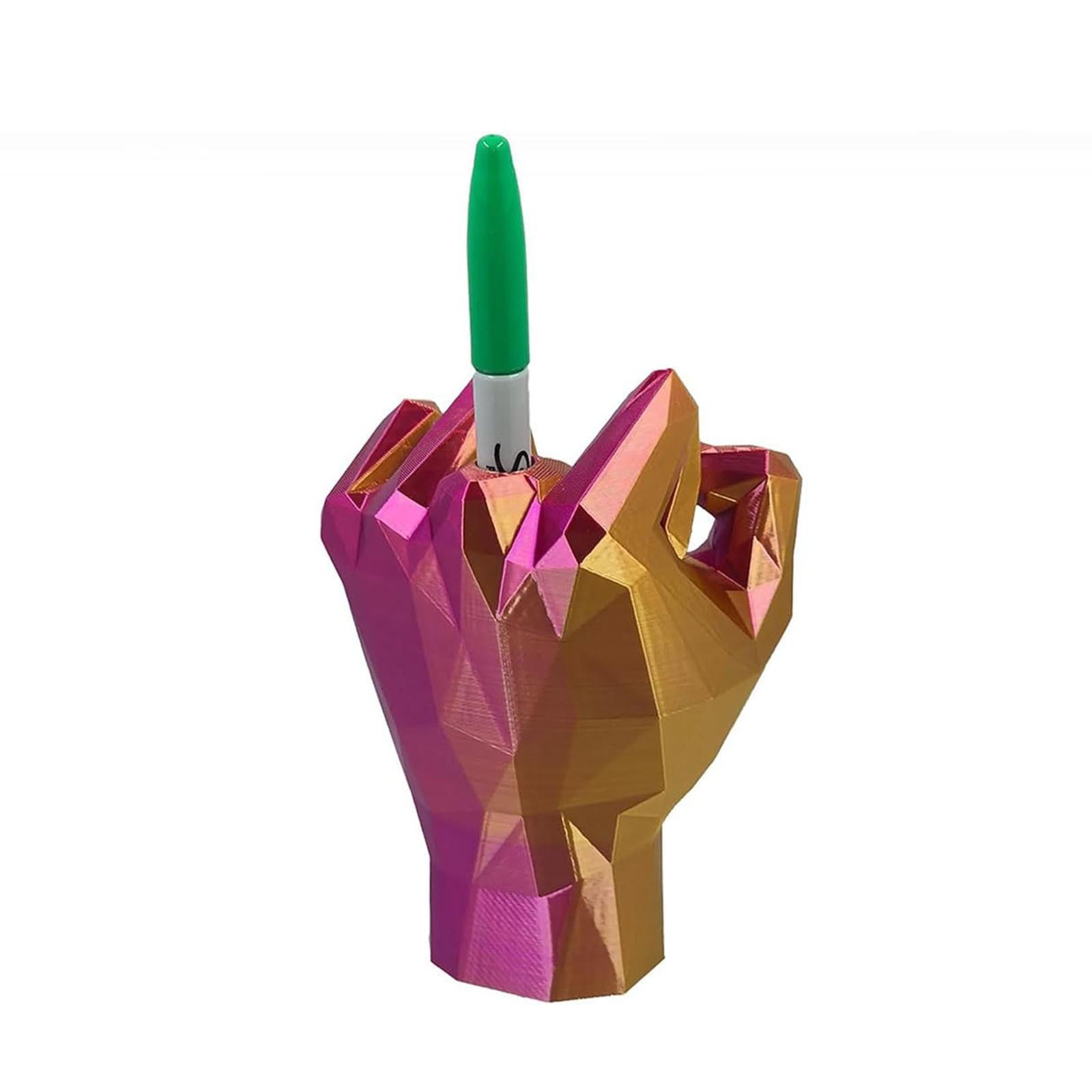 

Подставка для ручки на средний палец с вашей ручкой, забавная чашка для карандашей на 3D-принтере, подставка для ручки на средний палец, декор для рабочего стола, забавная подставка для ручки для розыгрышей One Size красный