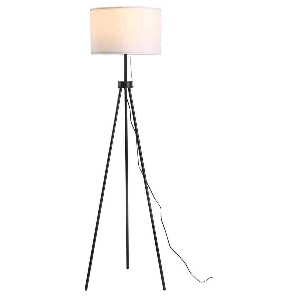 Floor Lamp, Polyester and Cotton Shade, E27 Socket, White, Bulb Not Included