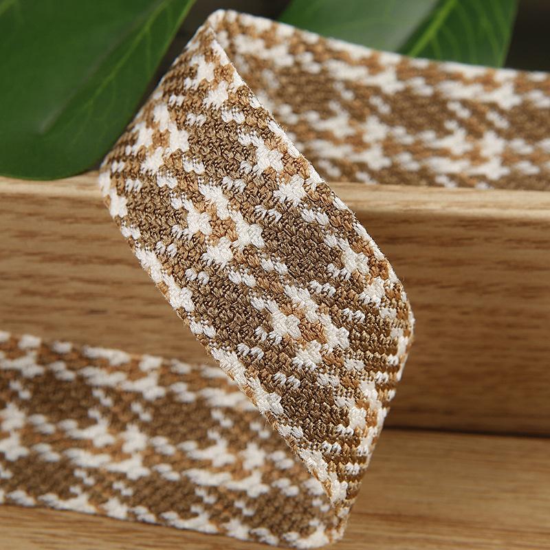 5 Yards Retro Classic Jacquard Ribbon Houndstooth Brocade Ribbon for Bows Bouquets Gift Wrapping Clothing Sewing DIY Accessories