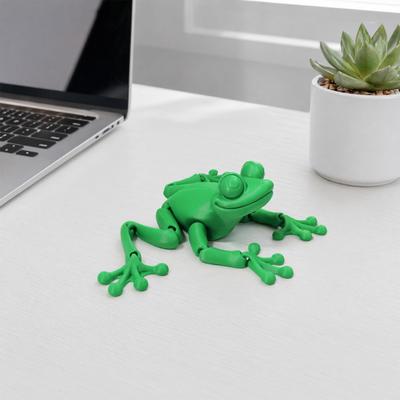 3D Printed Frog Ornament Movable Joint Figurine Stress Relief Toy Creative Desktop Decoration